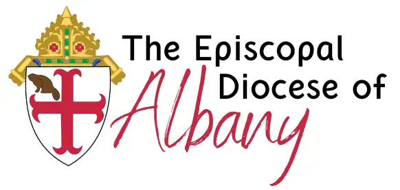 The image features the logo of The Episcopal Diocese of Albany, displaying a shield with a cross and beaver.